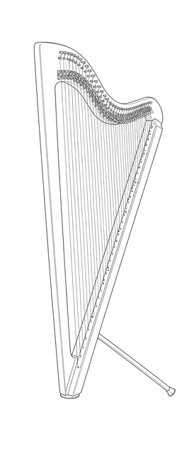 Technical line drawing of Camac Electro Paraguayan Harp