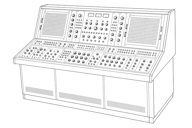 Technical line drawing of EMS Synthi 100