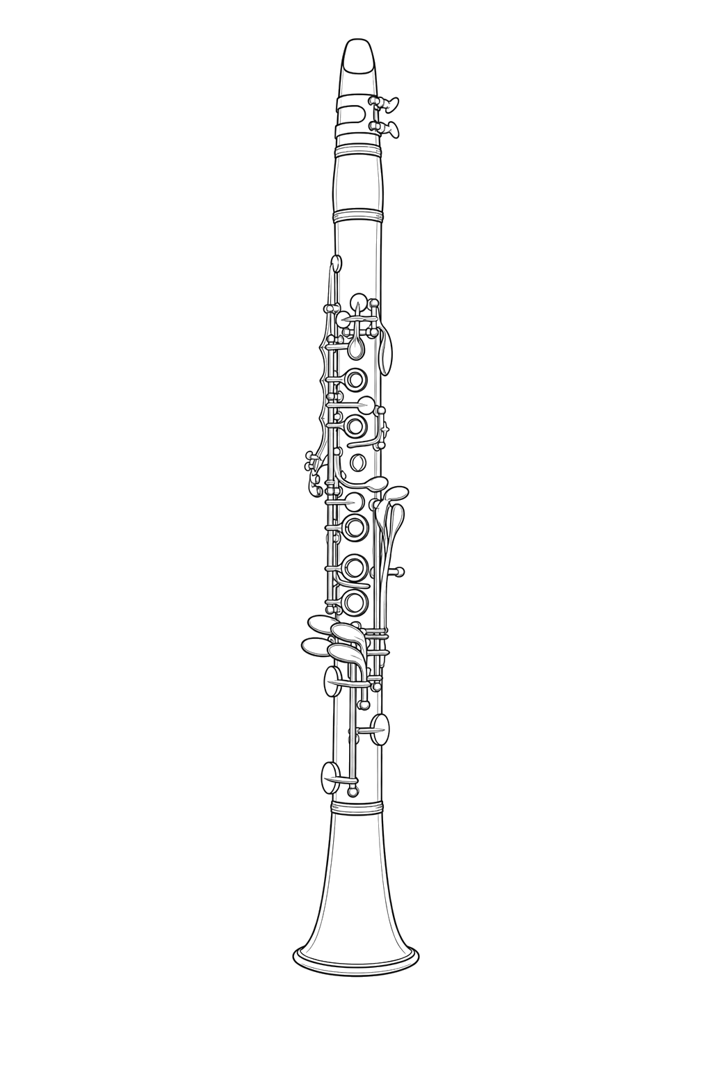 Technical line drawing of Woodwind Instruments
