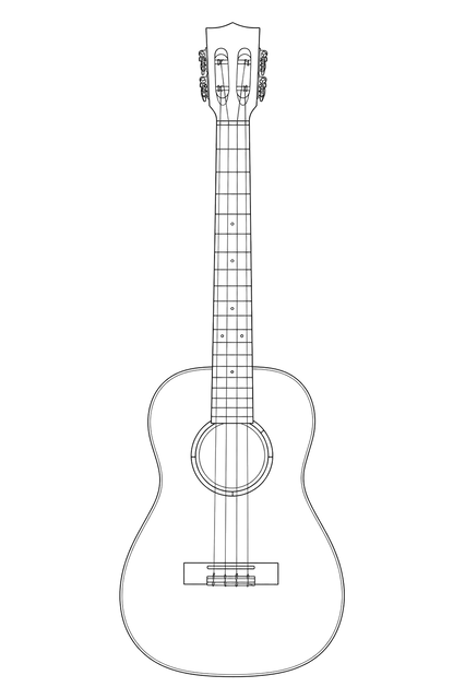 Technical line drawing of Kala KA-ASCP-B Cedar/Pau Ferro Baritone