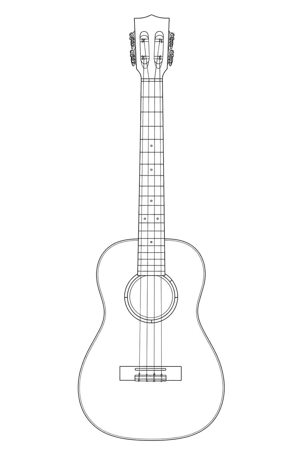 Technical line drawing of Kala KA-ASCP-B Cedar/Pau Ferro Baritone