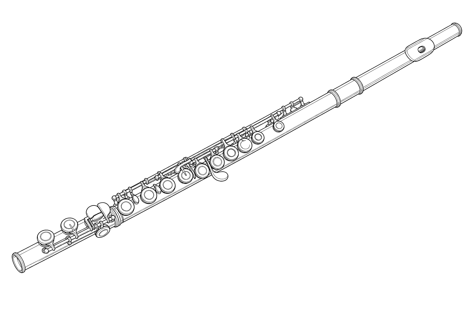 Technical line drawing of Yamaha YFL-222