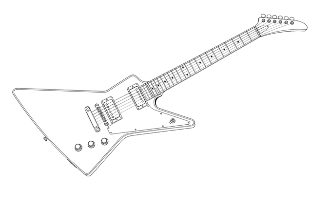 Technical line drawing of Gibson Explorer