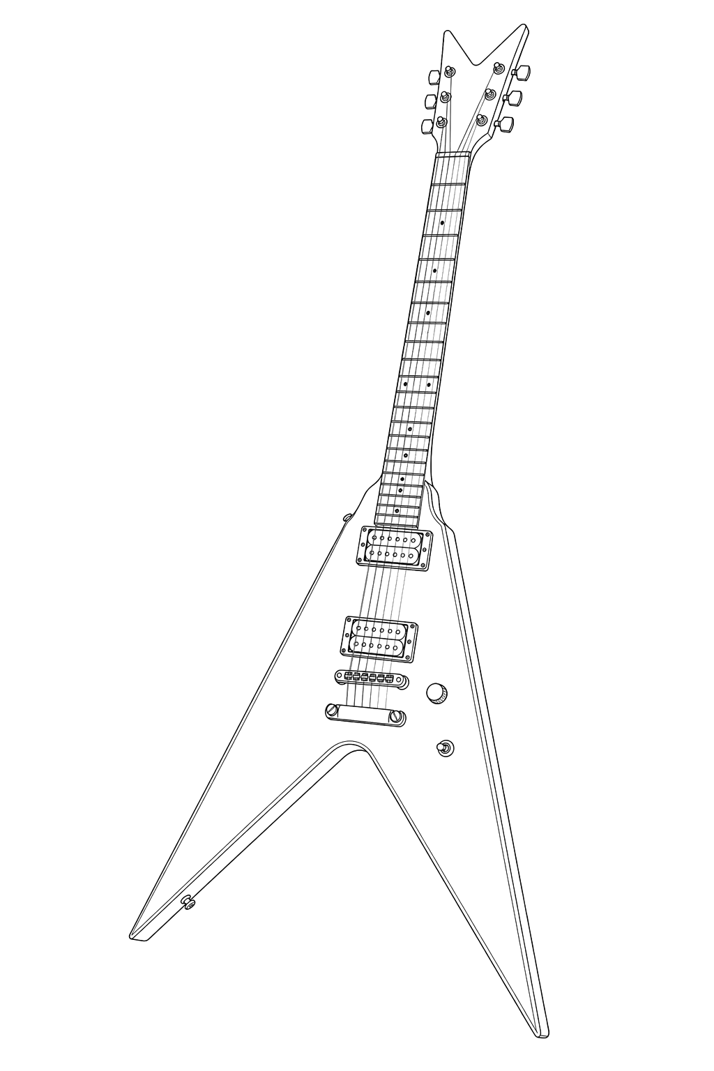 Technical line drawing of Dean Schenker Brothers V