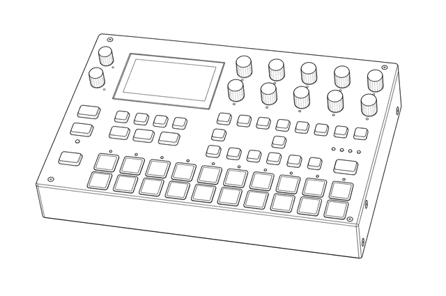 Technical line drawing of Elektron Digitakt