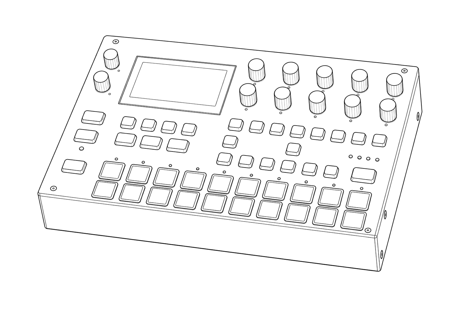 Technical line drawing of Elektron Digitakt