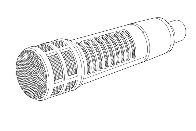 Technical line drawing of Electro-Voice RE20
