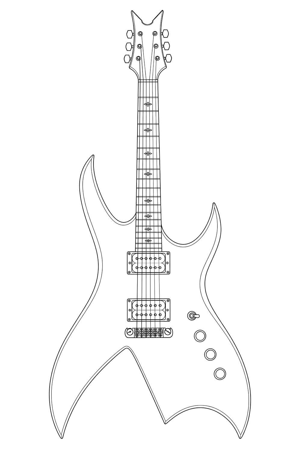Technical line drawing of B.C. Rich Rich B Legacy