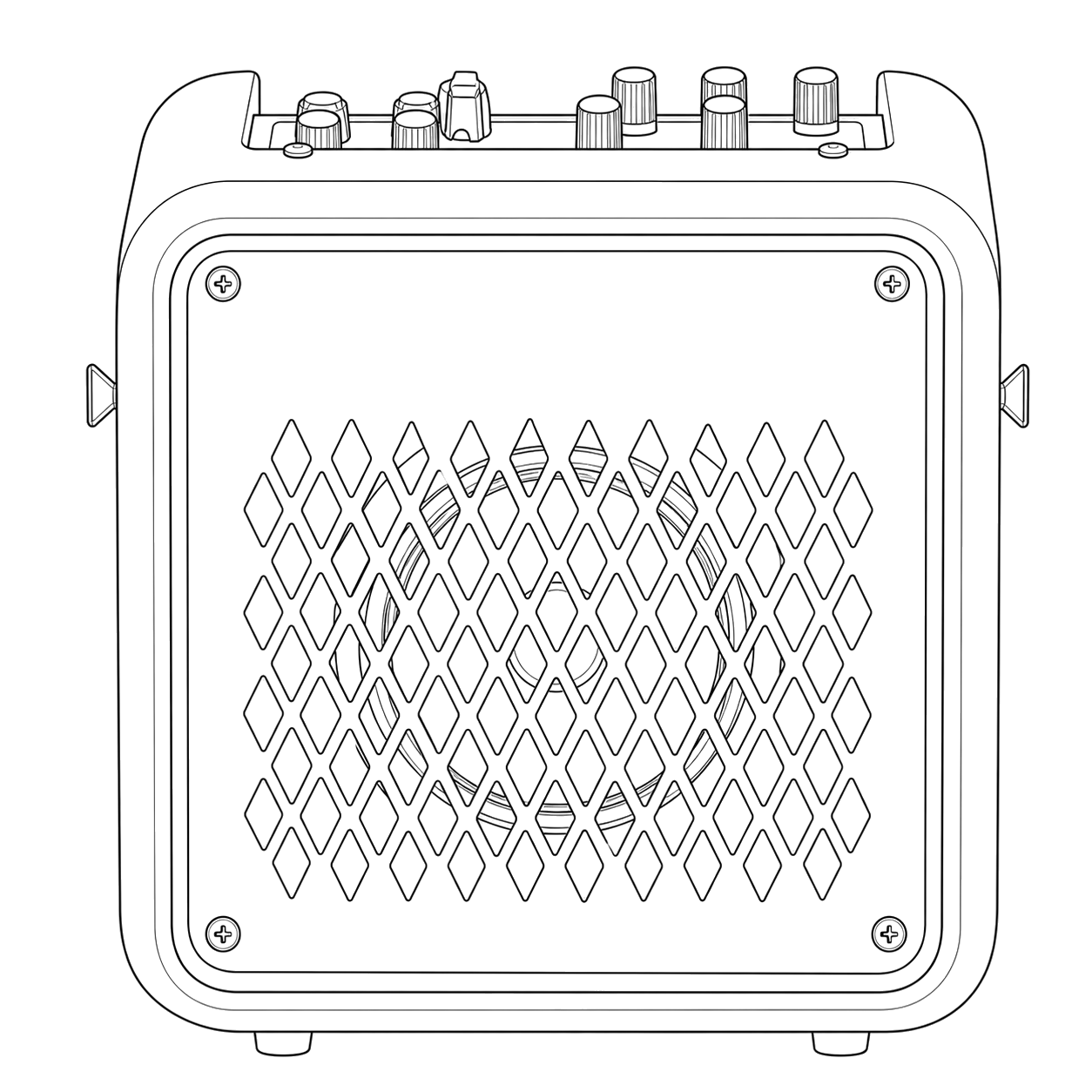 Technical line drawing of Vox MINI GO 3