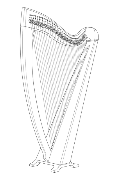 Technical line drawing of Lyon & Healy Lyric