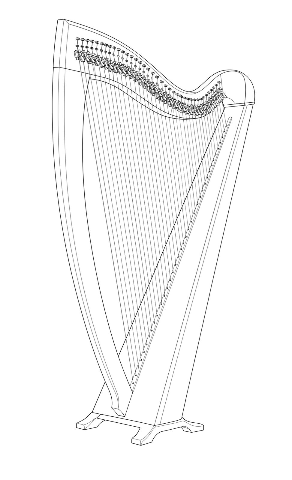 Technical line drawing of Lyon & Healy Lyric