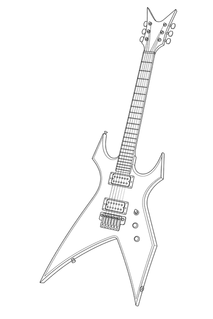 Technical line drawing of B.C. Rich Warlock