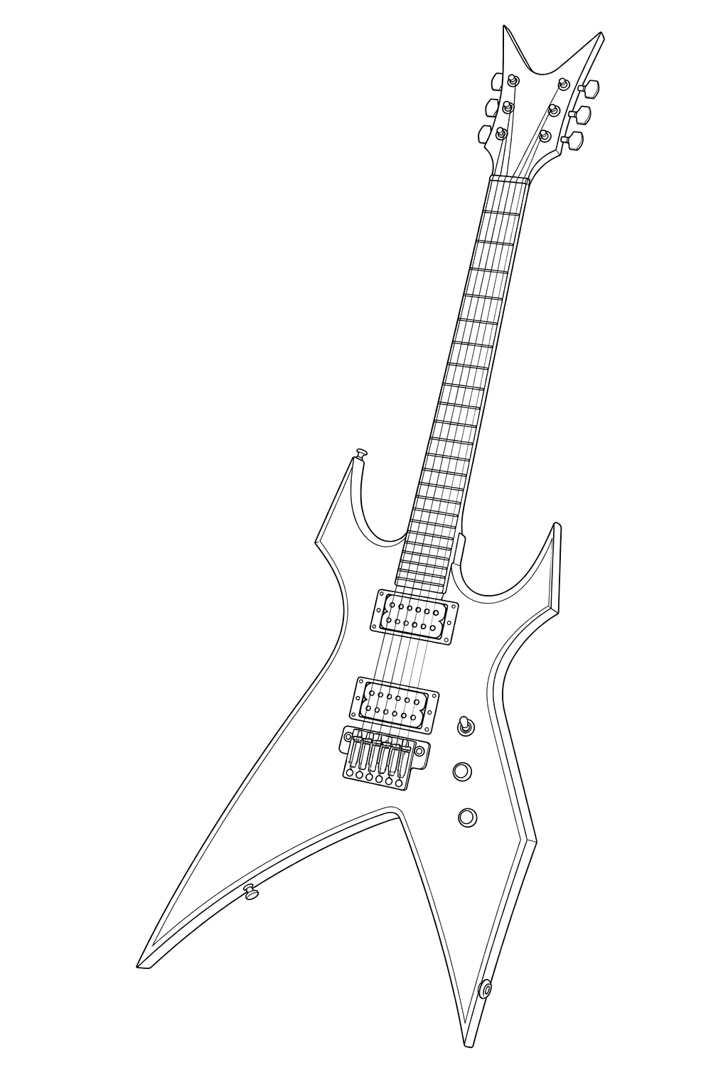 Technical line drawing of B.C. Rich Warlock