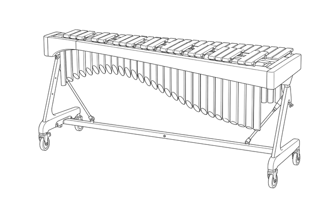 Technical line drawing of Adams Alpha Series Xylophone