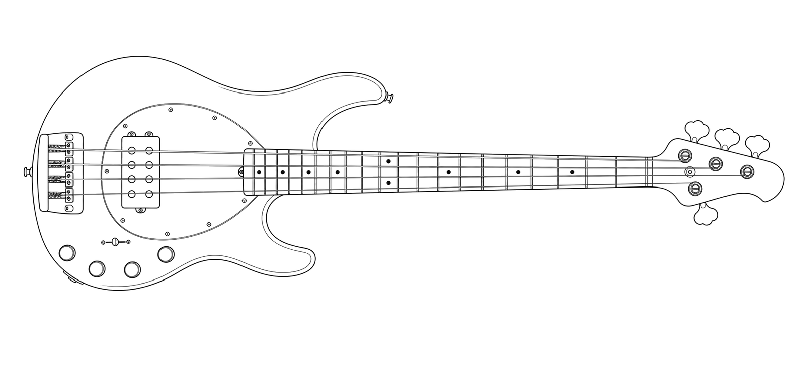 Technical line drawing of Music Man Sterling