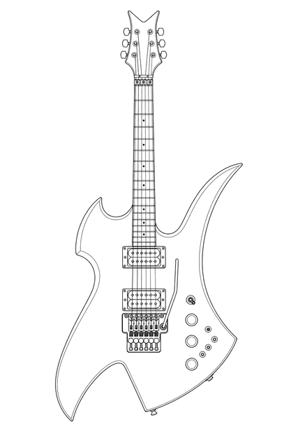 Technical line drawing of B.C. Rich Mockingbird Legacy ST