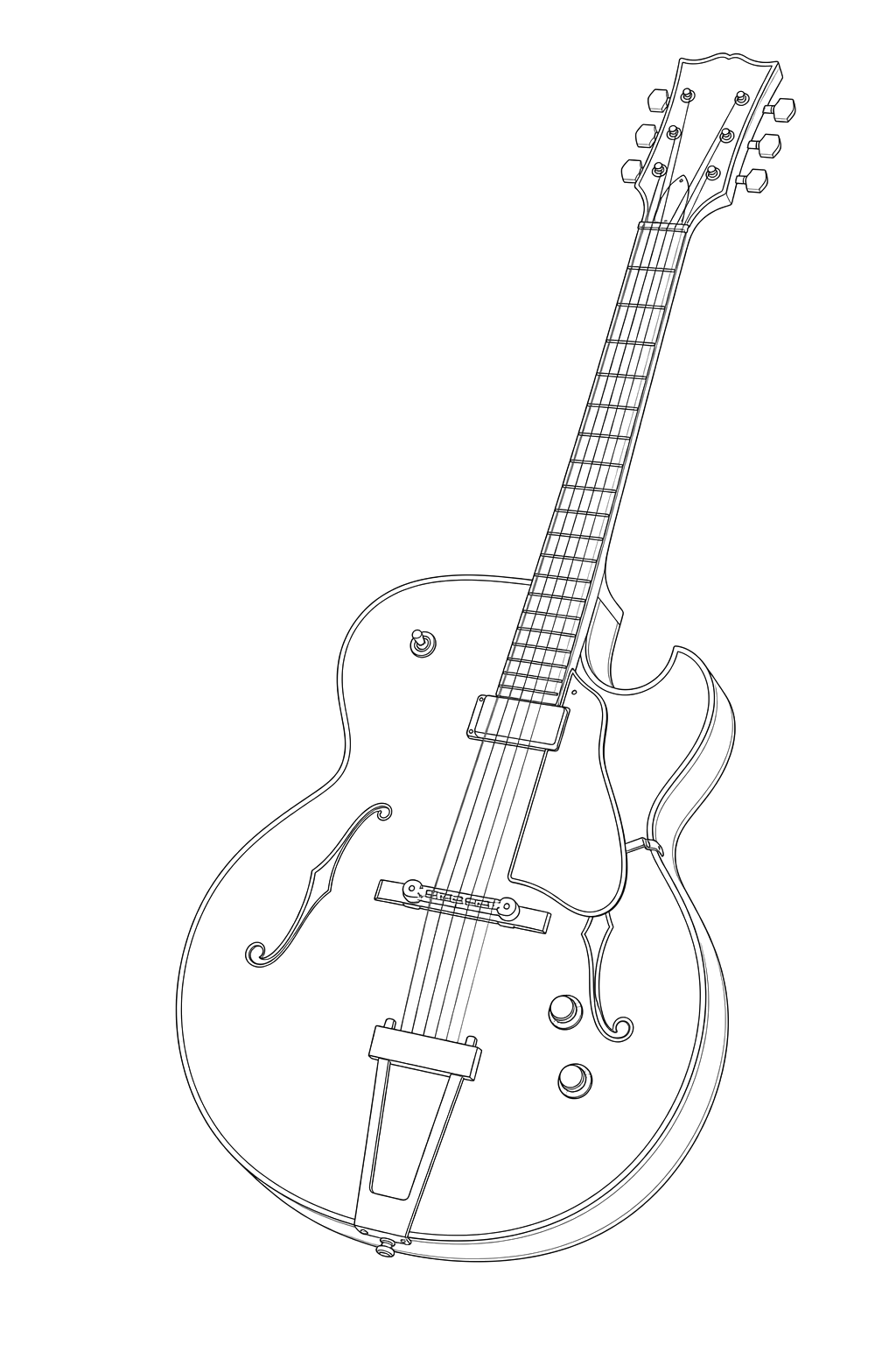 Technical line drawing of Gibson L-5