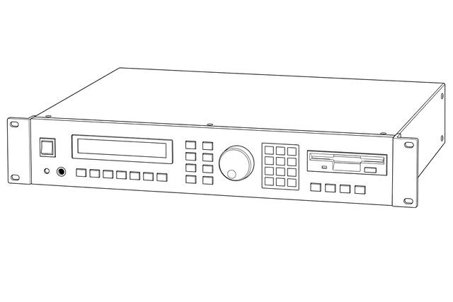 Technical line drawing of Akai S1000