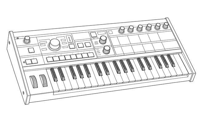 Technical line drawing of Synthesizers
