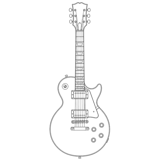 Technical line drawing of Epiphone Les Paul Standard 60s