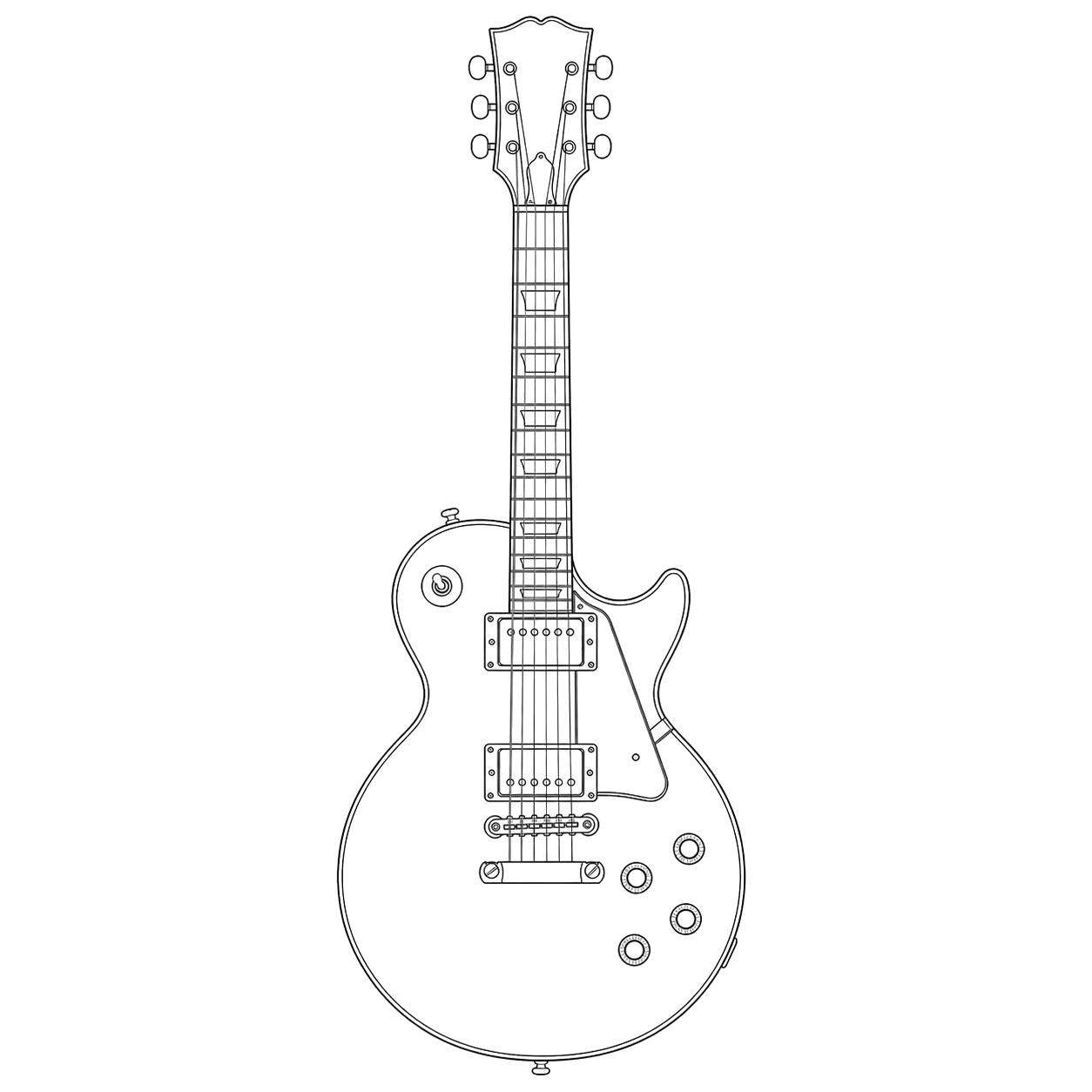 Technical line drawing of Epiphone Les Paul Standard 60s