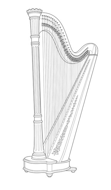 Technical line drawing of Lyon & Healy Prelude 40