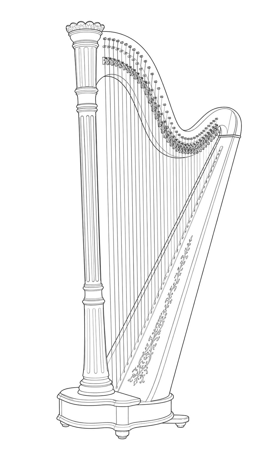 Technical line drawing of Lyon & Healy Prelude 40