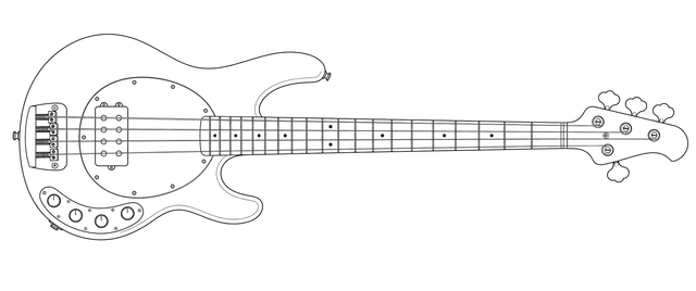 Technical line drawing of Music Man StingRay