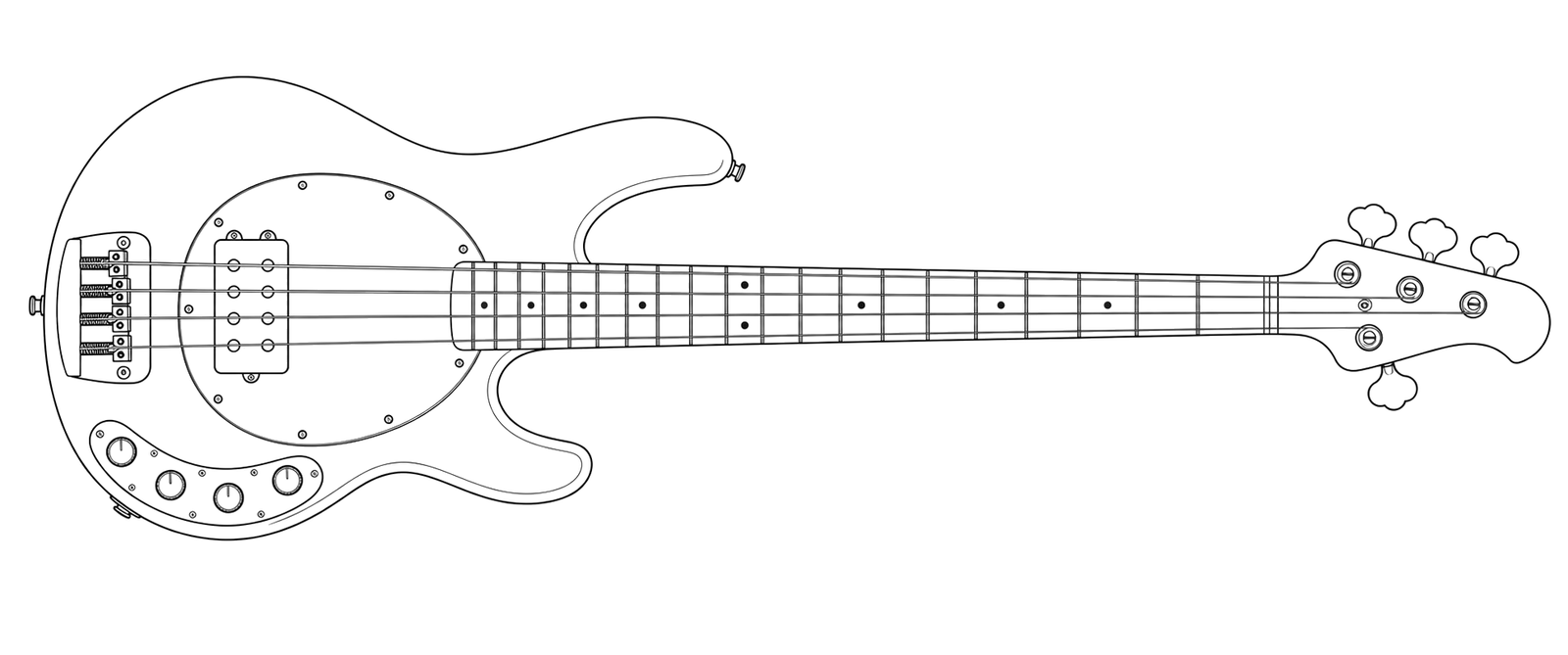 Technical line drawing of Music Man StingRay