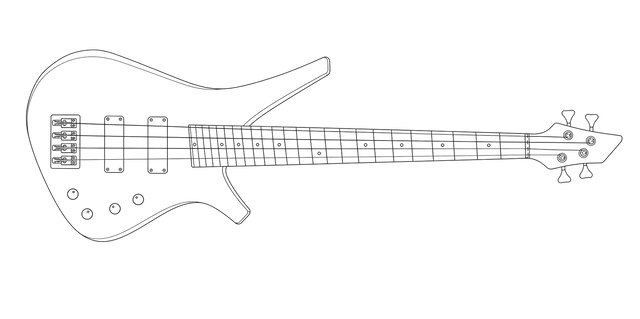 Technical line drawing of AC Guitars Skelf