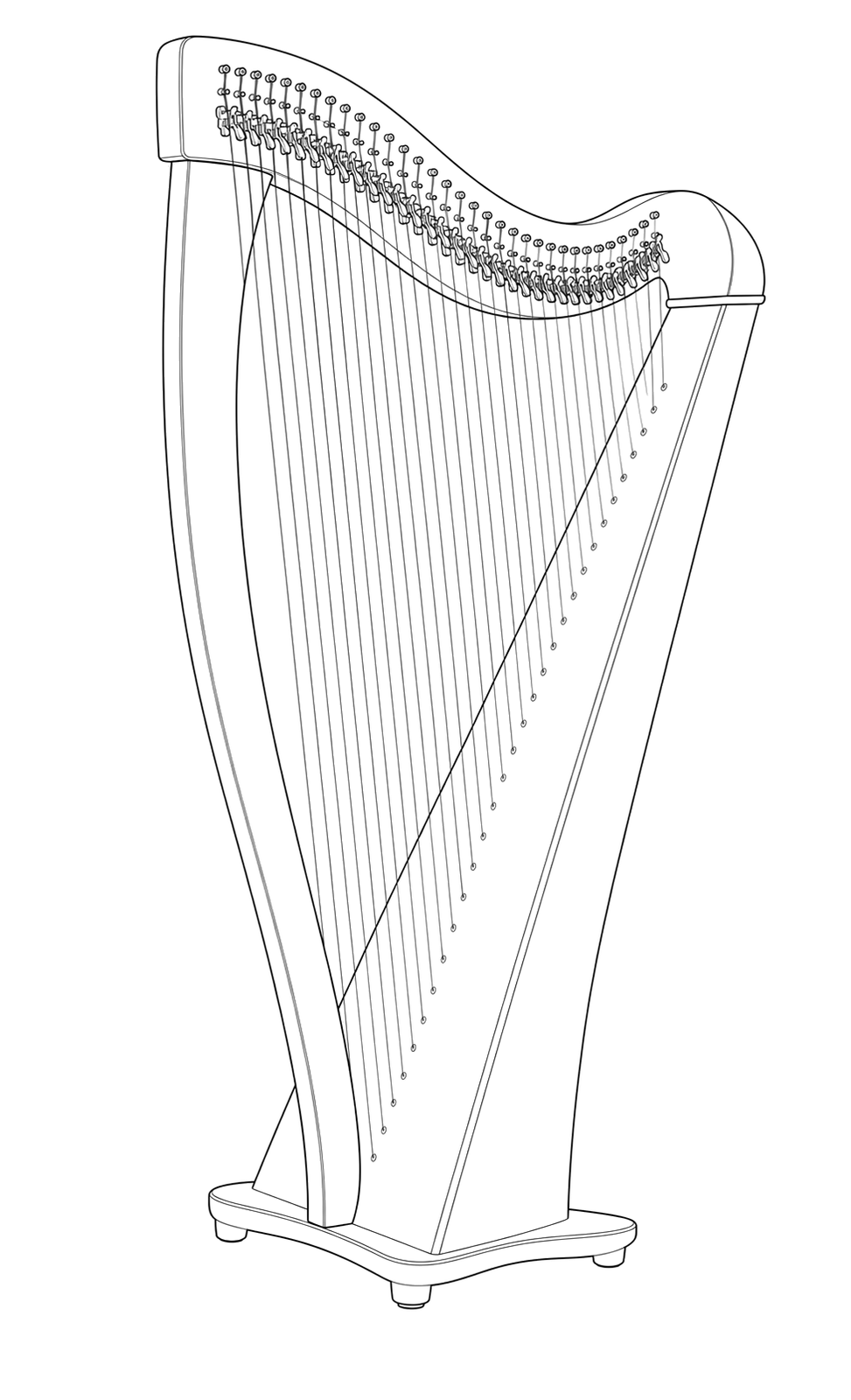 Technical line drawing of Lyon & Healy Drake