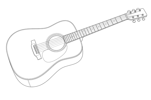 Technical line drawing of Martin D-28
