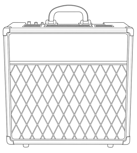 Technical line drawing of Vox AC4 Custom