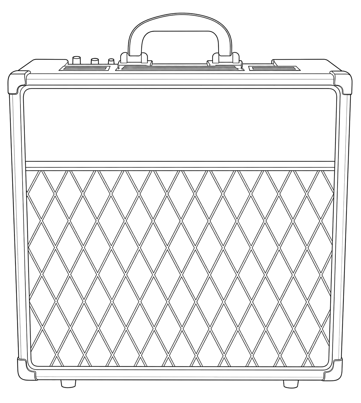 Technical line drawing of Vox AC4 Custom