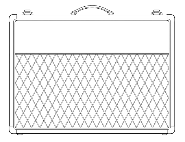 Technical line drawing of Vox AC30
