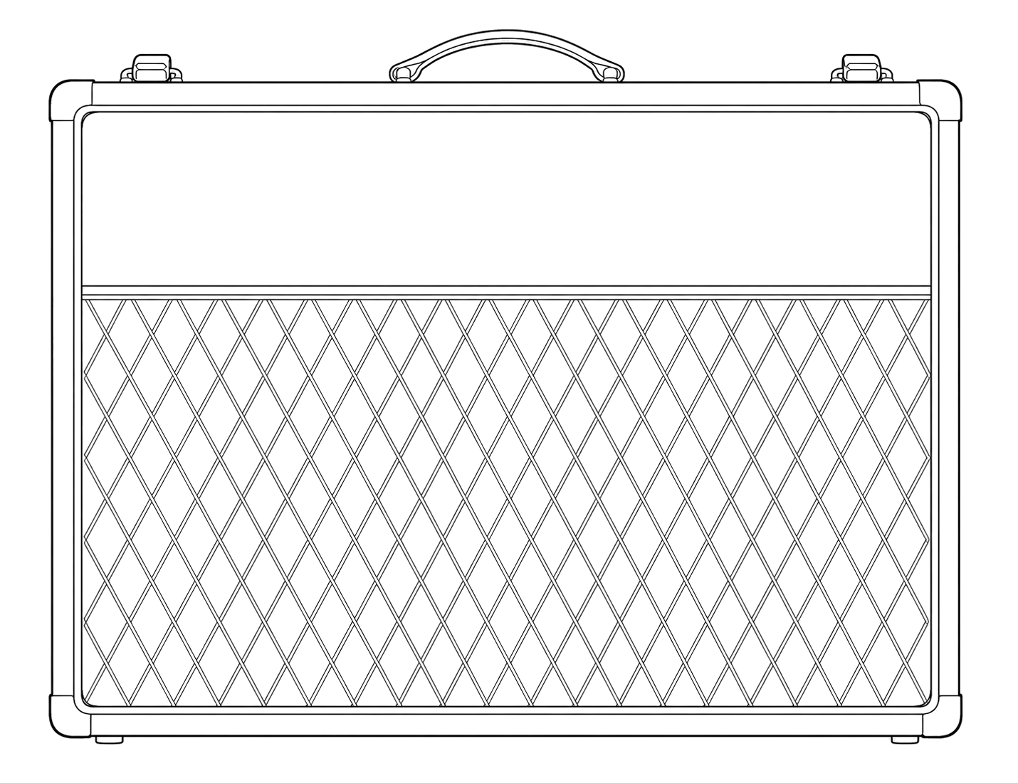 Technical line drawing of Vox AC30