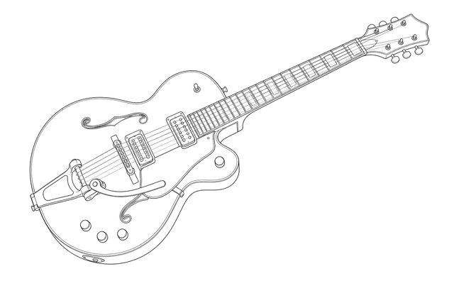 Technical line drawing of Gretsch G6120