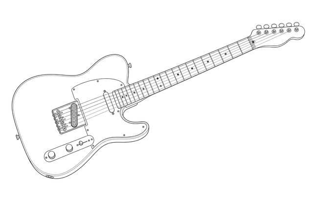 Technical line drawing of Fender Telecaster