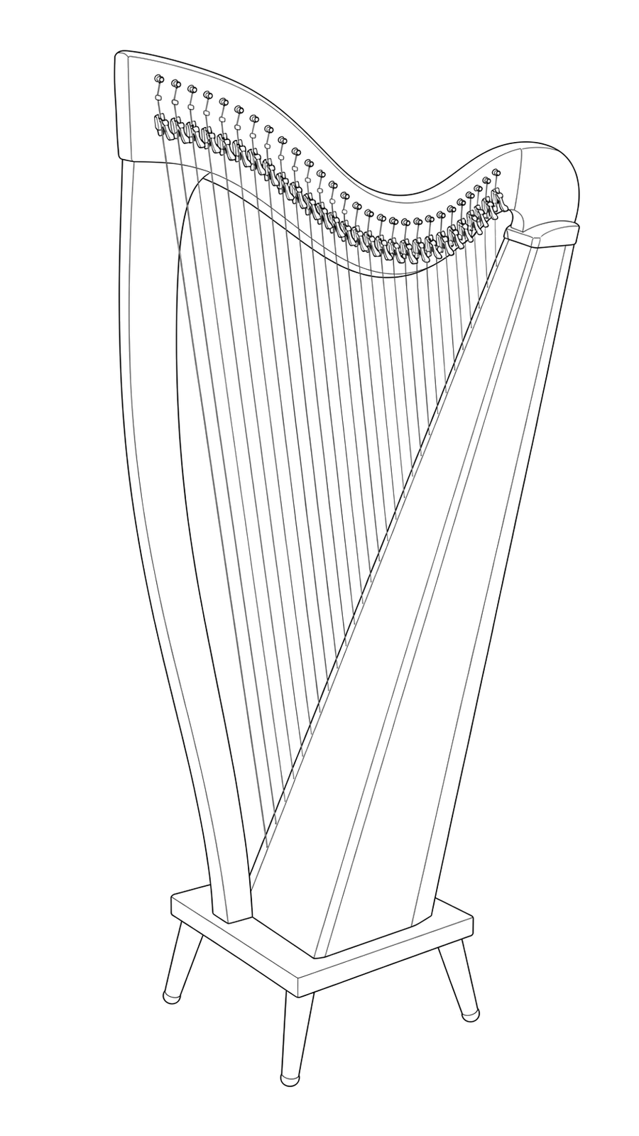 Technical line drawing of Dusty Strings Crescendo 34