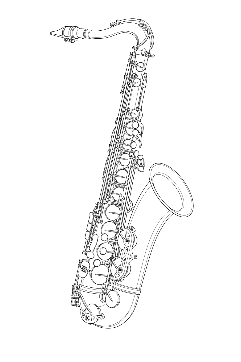Technical line drawing of Selmer Mark VI