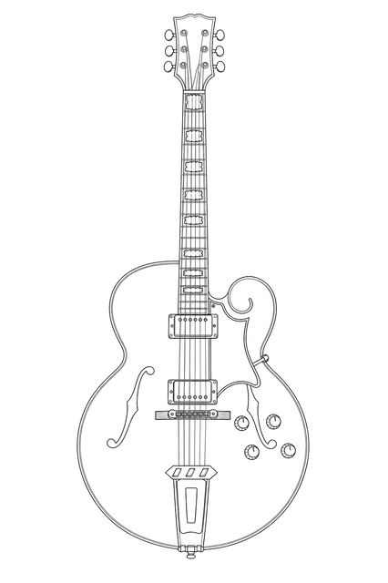 Technical line drawing of Gibson Tal Farlow