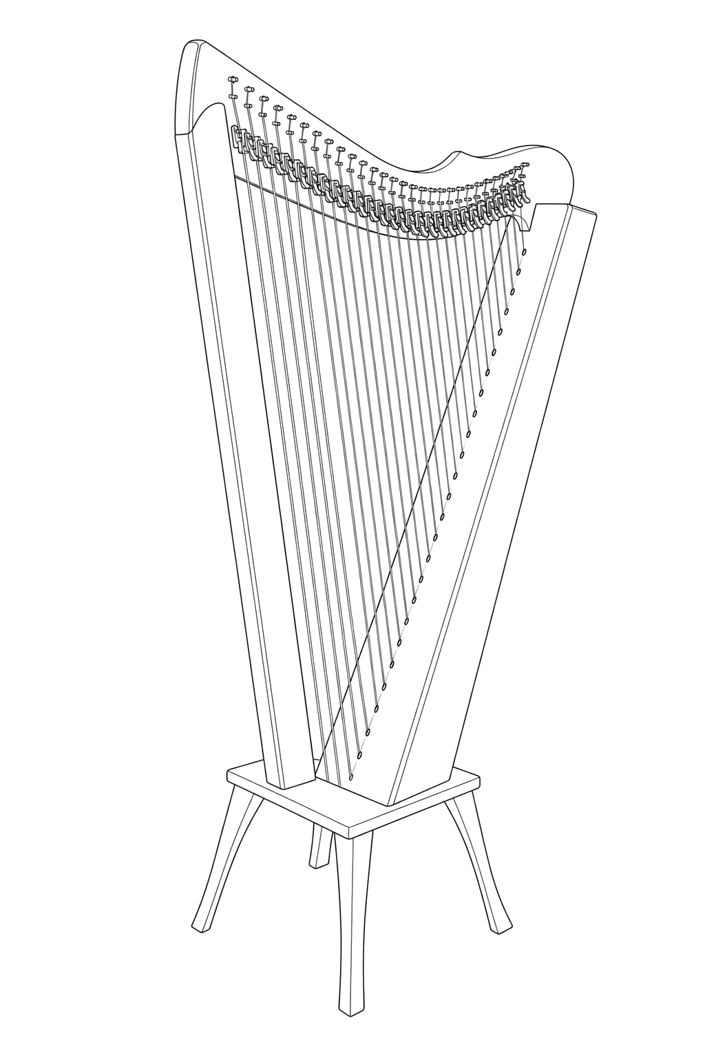 Technical line drawing of Dusty Strings FH26 Double-Strung