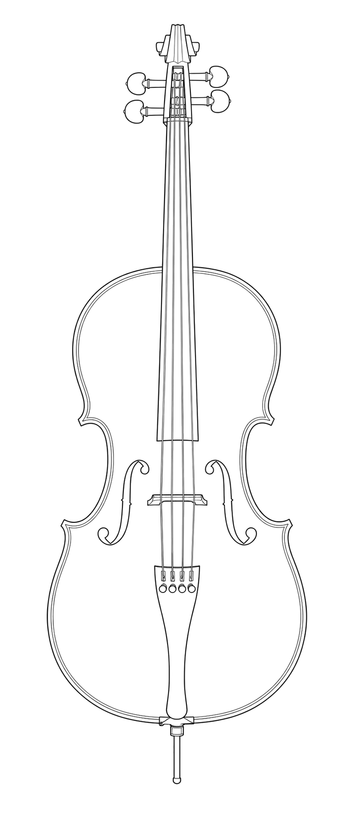 Technical line drawing of Andreas Eastman VC200 Cello