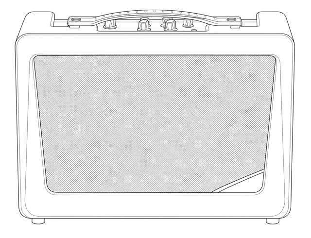 Technical line drawing of Vox VX50GTV