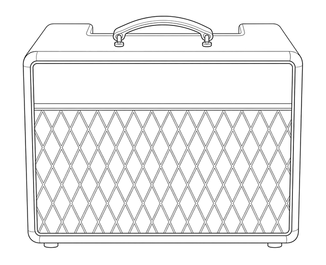 Technical line drawing of Vox AC10 Custom