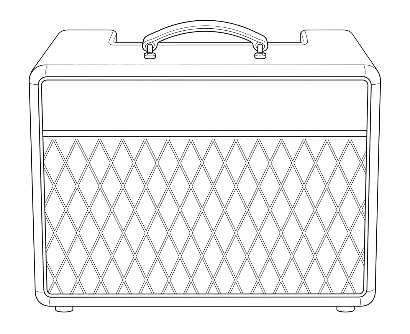 Technical line drawing of Vox AC10 Custom