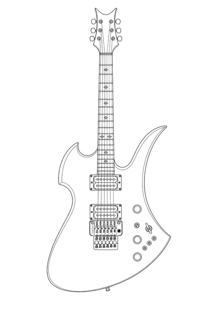 Technical line drawing of B.C. Rich Mockingbird
