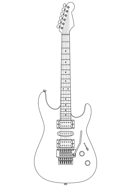 Technical line drawing of Charvel Guthrie Govan Signature HSH