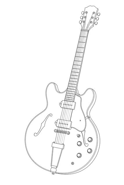 Technical line drawing of Epiphone Casino