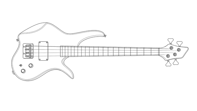 Technical line drawing of AC Guitars Micro Krell